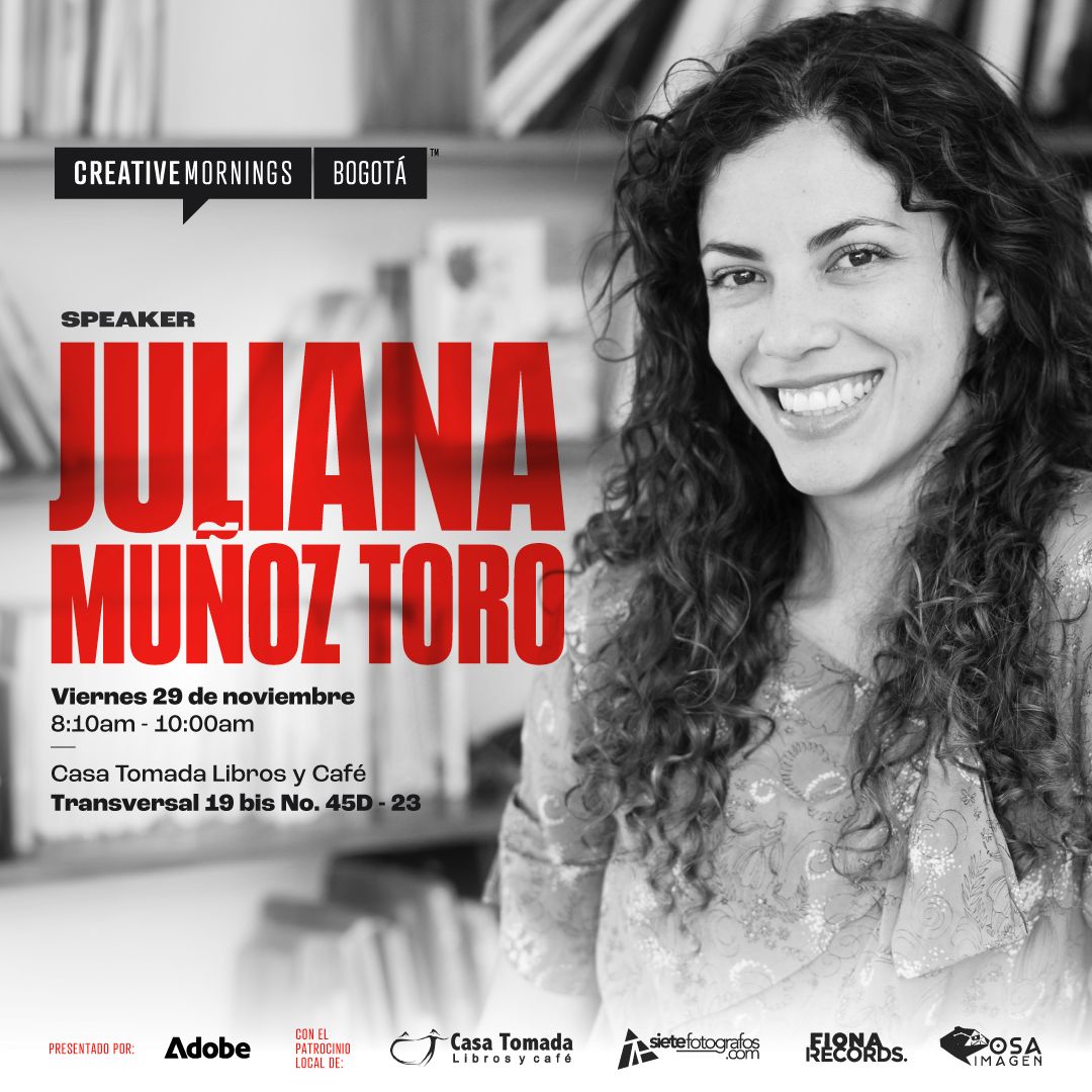 Bogota_CM's tweet image. 💥 ¡La gran escritora y bordadora Juliana Muñoz Toro @Julianadelaurel estará con nosotros en #CreativeMornings Bogotá el 29 de noviembre en @Casatomadalibro!

· Todxs somos creativxs ·
· Todxs son bienvenidxs ·

🎟️ Reclama tu entrada creativemornings.com/talks/juliana-…

#CMBog #CMthread