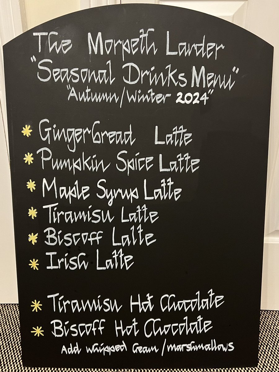 Our Seasonal drinks menu available from tomorrow! Try the Tiramisu Hot Chocolate or even a Biscoff Mocha.