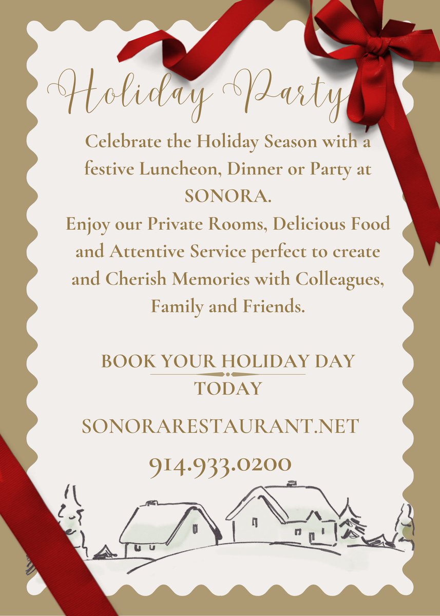 SonoraRestauran's tweet photo. Thank you for your interest in hosting your holiday party at Sonora in Port Chester .
​To learn more about our  venue and planning services, please click here.   https://t.co/7XQSFDpIeQ https://t.co/XttzWvOvlU