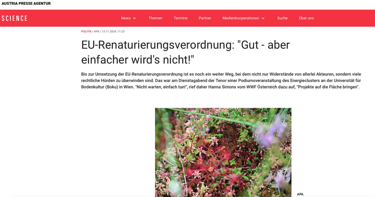 Rafaela Schinegger (@rschinegger) on Twitter photo "Komplexe Probleme sind nicht einfach zu lösen. Aber es gibt integrative Lösungen, und wir brauchen sie".
So könnte ein Titel auch lauten. Jedenfalls sehr erfreulich, dass <a href="/APA_Science/">APA-Science</a> und mehrere Medien die Inhalte unserer gestrigen <a href="/BOKUvienna/">BOKU University</a> #Energieclusterveranstaltung "Komplexe Probleme sind nicht einfach zu lösen. Aber es gibt integrative Lösungen, und wir brauchen sie".
So könnte ein Titel auch lauten. Jedenfalls sehr erfreulich, dass <a href="/APA_Science/">APA-Science</a> und mehrere Medien die Inhalte unserer gestrigen <a href="/BOKUvienna/">BOKU University</a> #Energieclusterveranstaltung