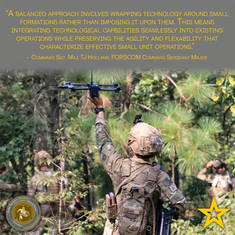 USArmyWHC's tweet photo. #WarfightingWednesdays 

"A balanced approach involves wrapping technology around small formation rather than imposing upon them."

- Command Sgt. Maj. TJ Holland, FORSCOM Command Sergeant Major

#SoldierLethality #AlwaysLethal #Readiness #BeAllYouCanBe @CSM_TJHolland @USArmySMA https://t.co/n4fhpxIPu2