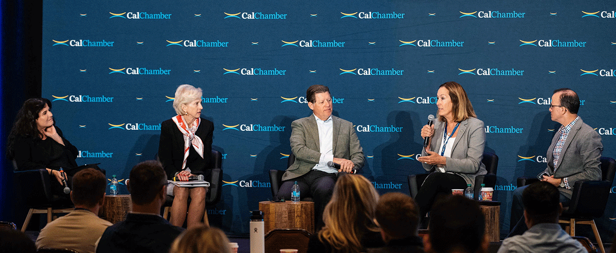 <a href="/CalChamber/">CalChamber</a> Policy Advocate Ronak Daylami moderates as panelists discuss strategies moving forward to responsibly address #AI. #PAConference24 

[from left to right] Diane Dixon, Senator Brian Jones, Assemblymember Jacqui Irwin, Assemblymember Marc Berman