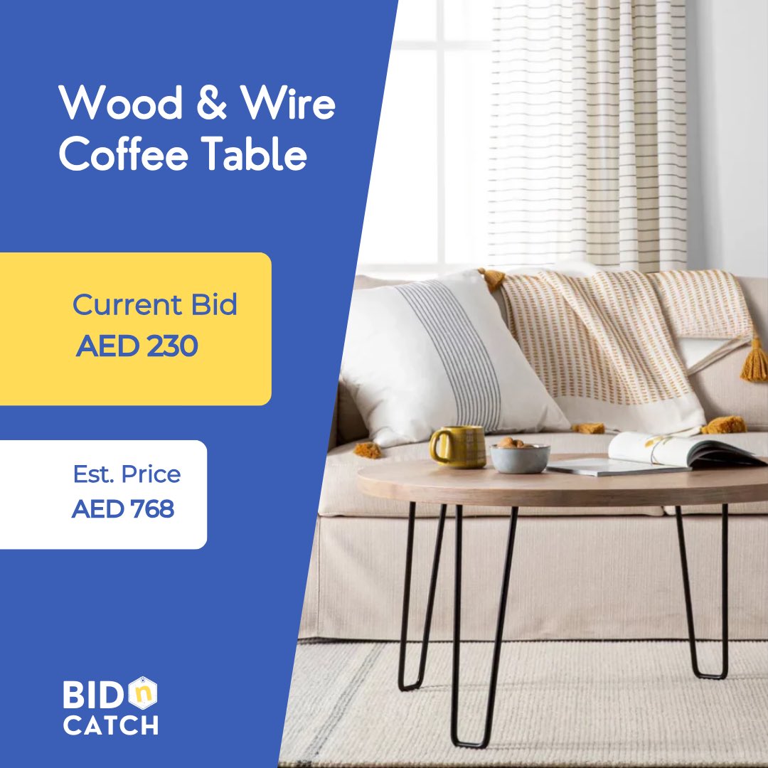 bidncatch's tweet image. Upgrade your space with this Wood &amp;amp; Wire Coffee Table 🏡
Bid now to make it yours!

#BidNCatch #auctions #bidding #online #uae #unitedarabemirates