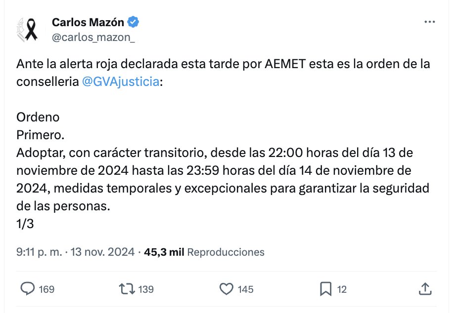AEMET emite "AVISOS" (amarillo / naranja / rojo).

Protección Civil (Generalitat Valenciana) emite "ALERTAS".

La alerta la declara usted, no la AEMET. Cómo puede ser que después de todo lo que ha ocurrido sigamos liándonos con esto?????