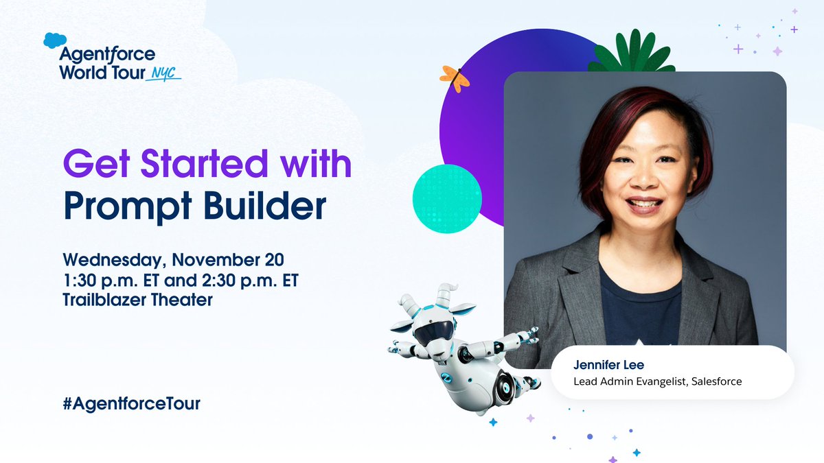 Coming to the Agentforce World Tour next week in NYC? 

I'm presenting three times in back-to-back sessions in the Trailblazer Theater from 1:30-2:50pm. See you there!

Registration is free: salesforce.com/events/world-t…