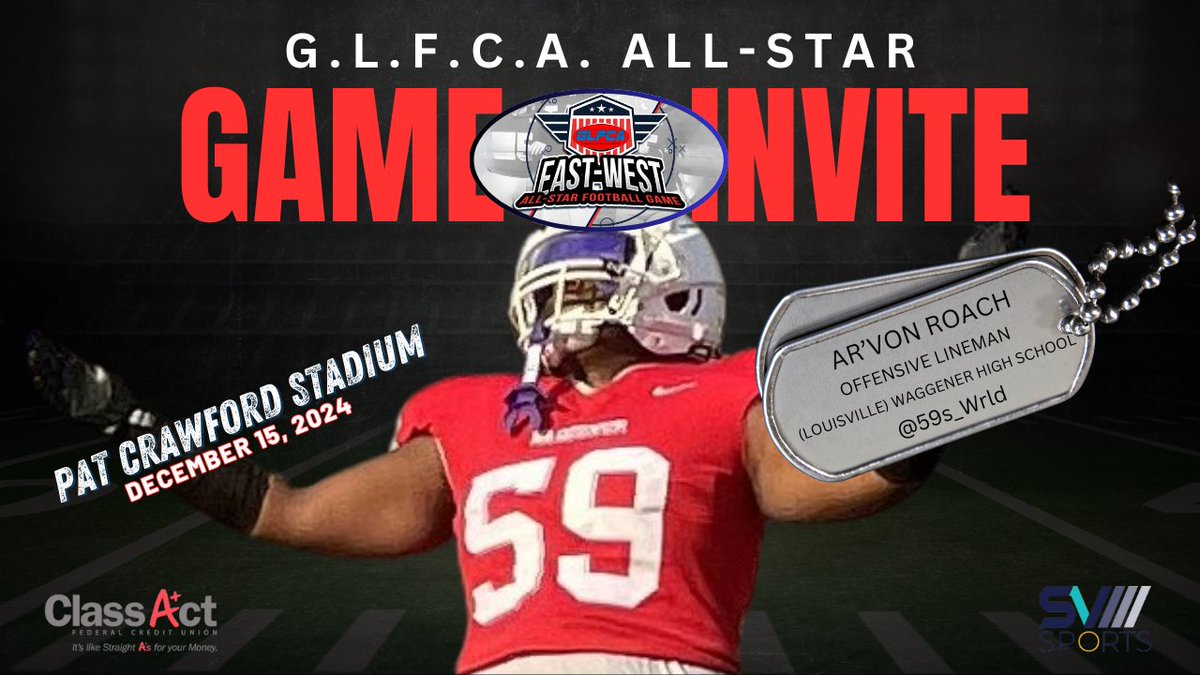 Building Lives Through Sports Network (@blts_network) on Twitter photo 🚨<a href="/GLFCA1/">GLFCA</a> EAST VS. WEST ALL-STAR FOOTBALL GAME INVITE🚨
DATE: DECEMBER 15, 2024
LOCATION: <a href="/Ballard_Bruins/">Ballard Bruin Athletics</a> (LOUISVILLE, KY)
bltsnetwork.org/glfcaallstarga…
☆Congrats to OL <a href="/59s_Wrld/">Ar’Von “Vonno” Roach</a> of <a href="/Waggener_JCPS/">Waggener High School</a> on his OFFICIAL INVITE to the 2024 GLFCA East vs. West All-Star Football Game☆ 🚨<a href="/GLFCA1/">GLFCA</a> EAST VS. WEST ALL-STAR FOOTBALL GAME INVITE🚨
DATE: DECEMBER 15, 2024
LOCATION: <a href="/Ballard_Bruins/">Ballard Bruin Athletics</a> (LOUISVILLE, KY)
bltsnetwork.org/glfcaallstarga…
☆Congrats to OL <a href="/59s_Wrld/">Ar’Von “Vonno” Roach</a> of <a href="/Waggener_JCPS/">Waggener High School</a> on his OFFICIAL INVITE to the 2024 GLFCA East vs. West All-Star Football Game☆