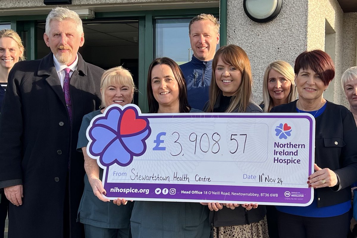 gerry_millar's tweet photo. It was a real pleasure to be invited by Carmel,  Practice Manager, to visit the team at Stewartstown Health Centre who not only provide a brilliant service for their own patients on a day to day basis but also climbed Sl. Donard to raise £3,908.57 for @NIHospice @nichildrenshosp https://t.co/njLaYqvkOm