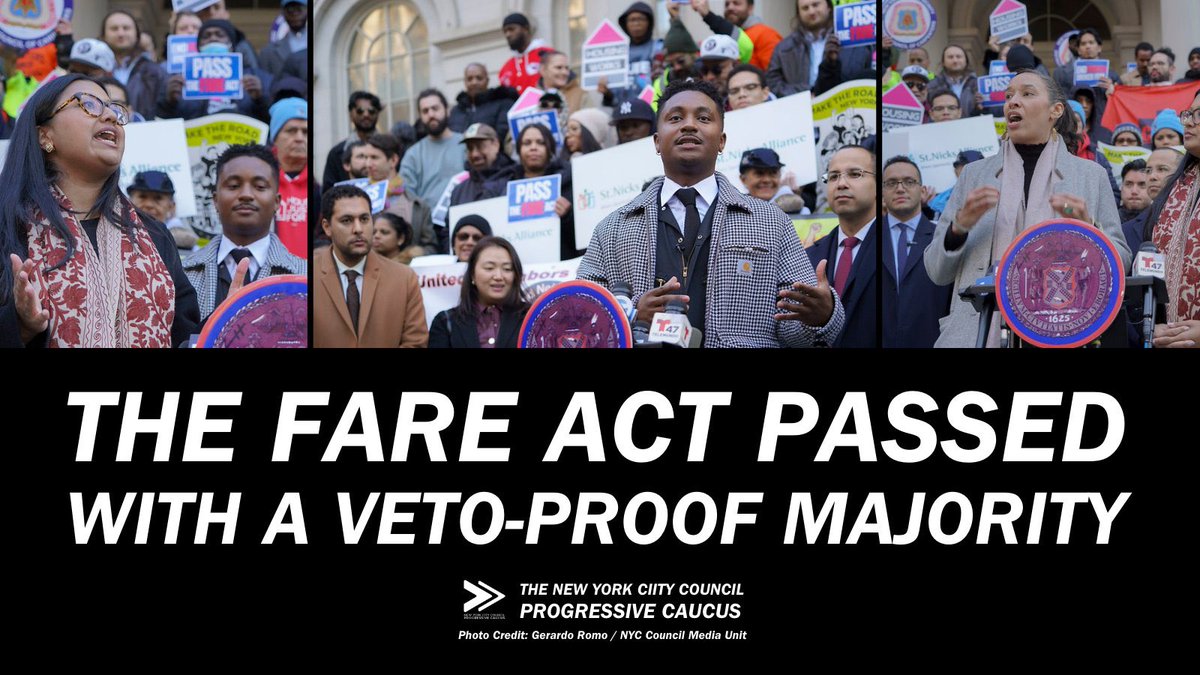 NYCProgressives's tweet photo. After months of organizing, @NYCCouncil passes the #FAREAct

Today, we end the cruel practice of forced broker fees &amp; deliver better bargaining power to millions of NYC renters 

🎉 Congratulations @CMChiOsse on the monumental win — this is progressive governance at its best https://t.co/XEm5q6205G