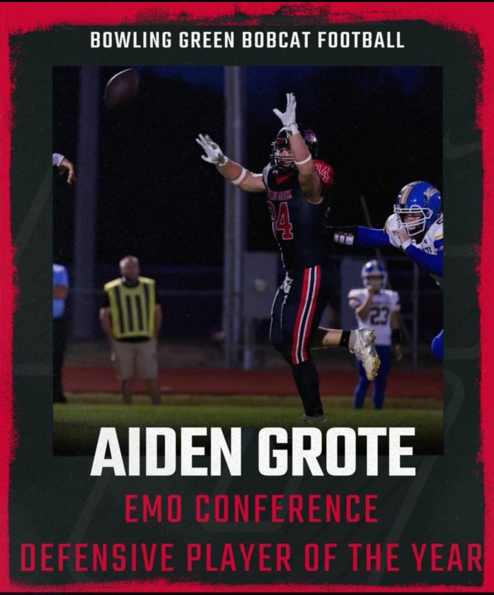 So thankful and very blessed to receive emo conference, defensive player of the year and unanimously 1st team all conference tight end. Thank you to my teammates, coaches, and family for helping me achieve this. <a href="/LindenwoodFB/">Lindenwood Football</a> <a href="/BGHSBobcats/">Bowling Green HS</a> <a href="/CoachSpegal/">Coach Spegal</a> <a href="/CoachGoldenberg/">Mark Goldenberg</a>