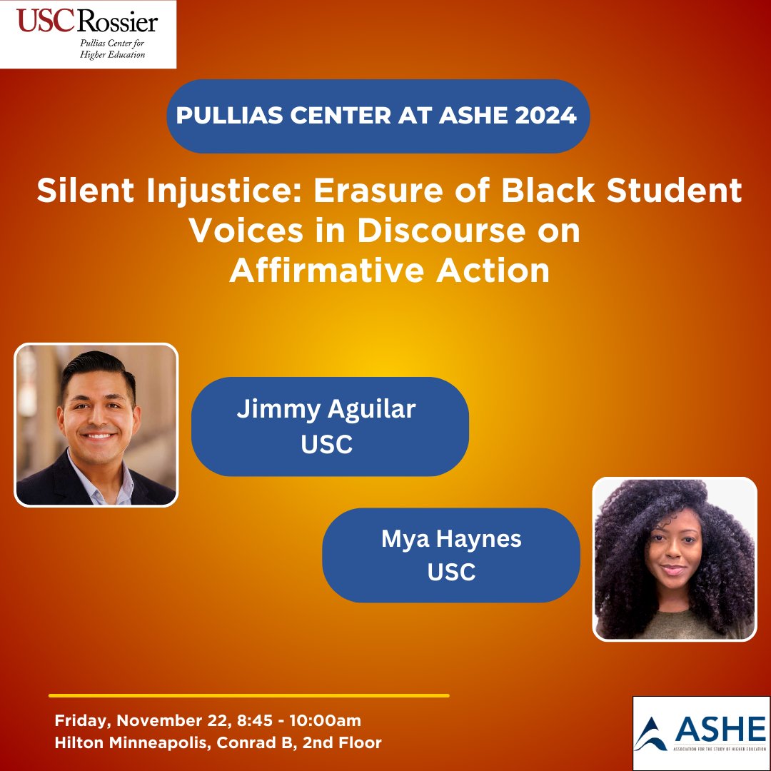 USC Pullias Center for Higher Education (@uscpullias) on Twitter photo Join <a href="/USCPullias/">USC Pullias Center for Higher Education</a> researchers for this #ASHE2024 conference session.
pullias.usc.edu/ashe-2024-list…
<a href="/USCRossier/">USC Rossier</a>, <a href="/ASHEoffice/">ASHE</a>, <a href="/AdriannaKezar/">Adrianna Kezar</a>, <a href="/_JimmyAguilar/">Jimmy Aguilar</a> Join <a href="/USCPullias/">USC Pullias Center for Higher Education</a> researchers for this #ASHE2024 conference session.
pullias.usc.edu/ashe-2024-list…
<a href="/USCRossier/">USC Rossier</a>, <a href="/ASHEoffice/">ASHE</a>, <a href="/AdriannaKezar/">Adrianna Kezar</a>, <a href="/_JimmyAguilar/">Jimmy Aguilar</a>