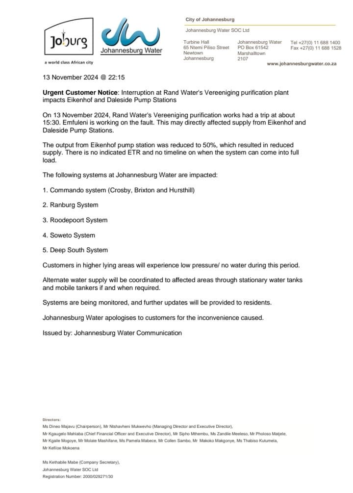 Johannesburg Water tweet media