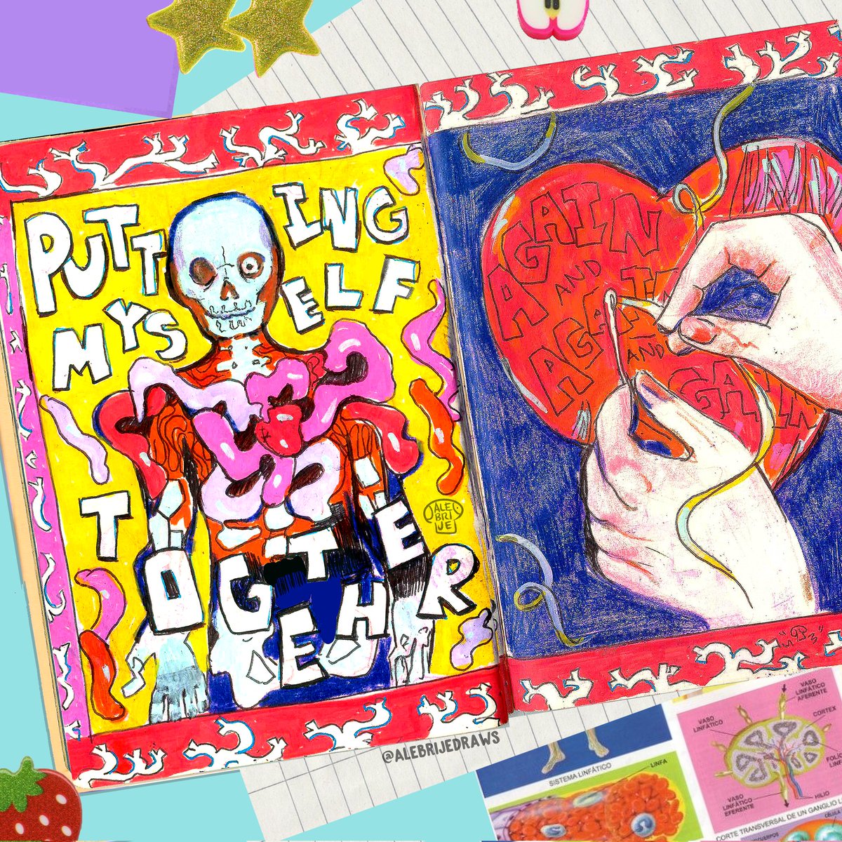 October Sketchbook spreads 🐛🍎