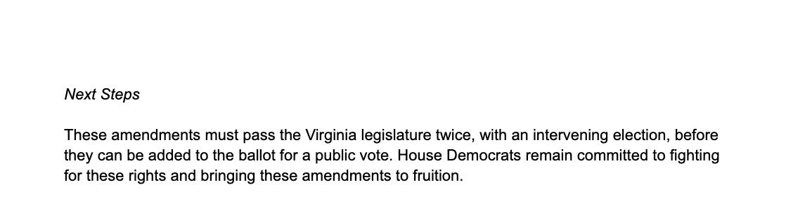 These amendments we advanced today are about keeping Virginia a place where freedoms are protected. With reproductive rights, marriage equality, and voting rights secured in our Constitution, we’re building a stronger Commonwealth for everyone