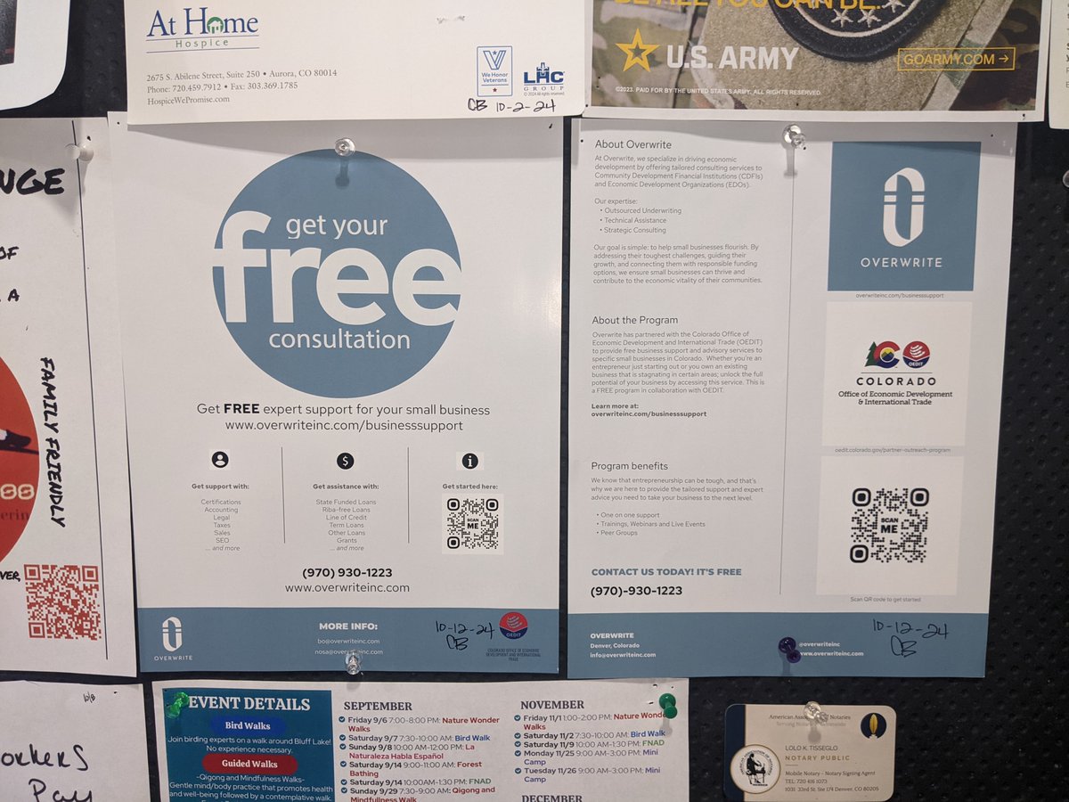 Overwrite (@overwrite_inc) on Twitter photo Our flyers are now in public libraries in Denver, Aurora, and Pikes Peak (Colorado Springs). We are partnering with <a href="/ColoradoEcoDevo/">Colorado Eco Devo</a> to deliver guidance, training, and funding resources to Colorado biz: overwriteinc.com/businesssupport
#ColoradoBiz #SmallBusinessSupport #TA #Overwrite Our flyers are now in public libraries in Denver, Aurora, and Pikes Peak (Colorado Springs). We are partnering with <a href="/ColoradoEcoDevo/">Colorado Eco Devo</a> to deliver guidance, training, and funding resources to Colorado biz: overwriteinc.com/businesssupport
#ColoradoBiz #SmallBusinessSupport #TA #Overwrite