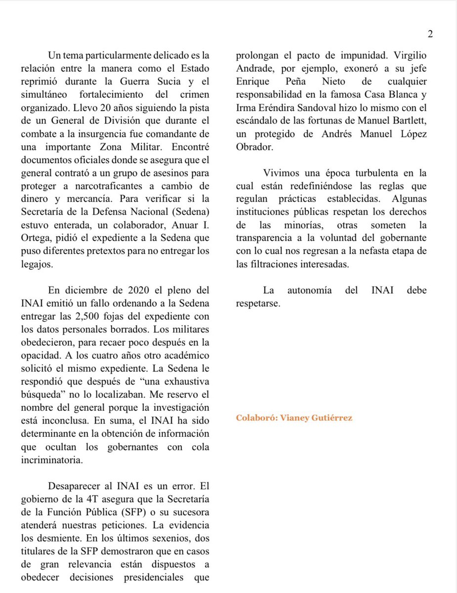 Compartimos la columna de <a href="/sergioaguayo/">Sergio Aguayo</a>, miembro del CASEDE 👇🏼

Desde el Colmex | “Quienes investigamos temas sensibles tenemos un interés legítimo porque nos enfrentamos al gremio de los gobernantes opacos.”