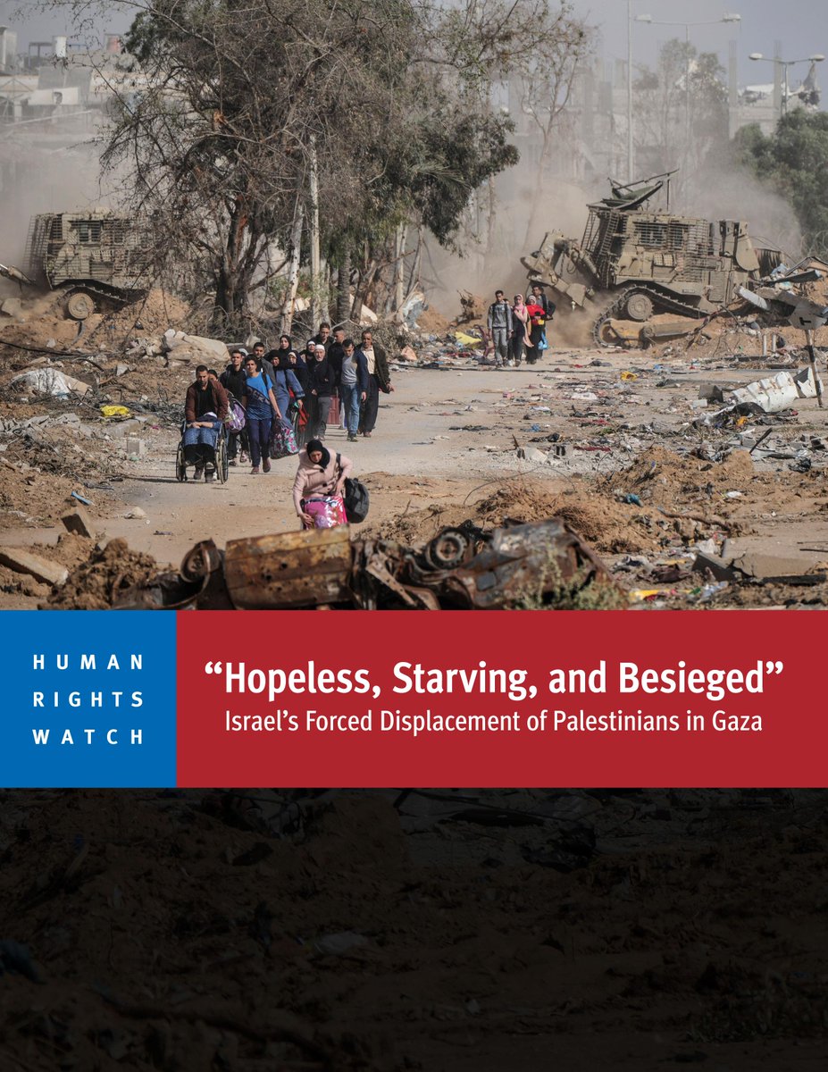Nadia Hardman (@nadia_hardman) on Twitter photo ๐จNew <a href="/hrw/">Human Rights Watch</a> report on war crimes + crimes against humanity in #Gaza. #Israel has committed:
- Multiple war crimes of forced displacement;
- Crimes against humanity
- Ethnic cleansing of Palestinians in the buffer zones + security corridors
hrw.org/node/389665
๐งต ๐จNew <a href="/hrw/">Human Rights Watch</a> report on war crimes + crimes against humanity in #Gaza. #Israel has committed:
- Multiple war crimes of forced displacement;
- Crimes against humanity
- Ethnic cleansing of Palestinians in the buffer zones + security corridors
hrw.org/node/389665
๐งต