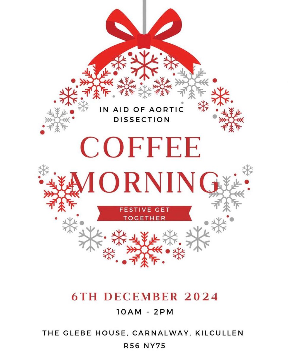 Coffee Morning to raise awareness about Aortic Dissection
Please share and RT
