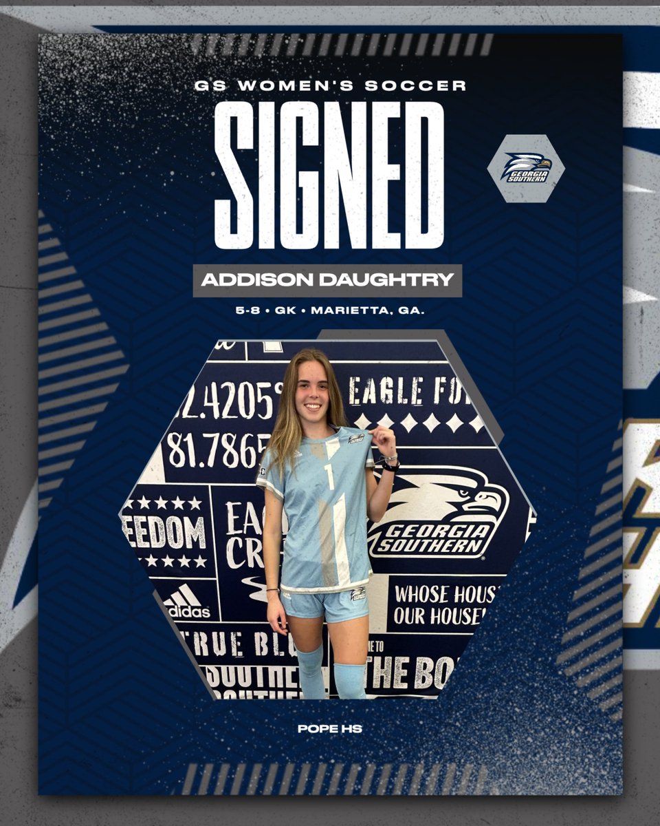 GSAthletics_WSO's tweet photo. Eagle Nation, the third signee of our 2025 class is goalkeeper Addison Daughtry!

#HailSouthern | @addie_daughtry https://t.co/D2m5e1JSMY