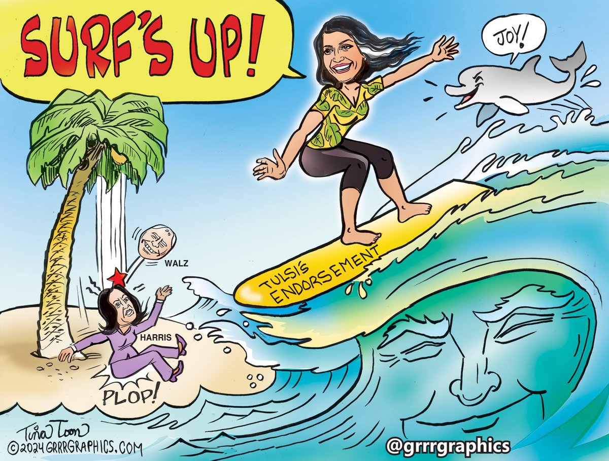 GrrrGraphics's tweet photo. Surfs Up!- Congrats to Tulsi Gabbard as Director of National Intelligence  Throwback Tina Toon https://t.co/NnxOwwZUJZ