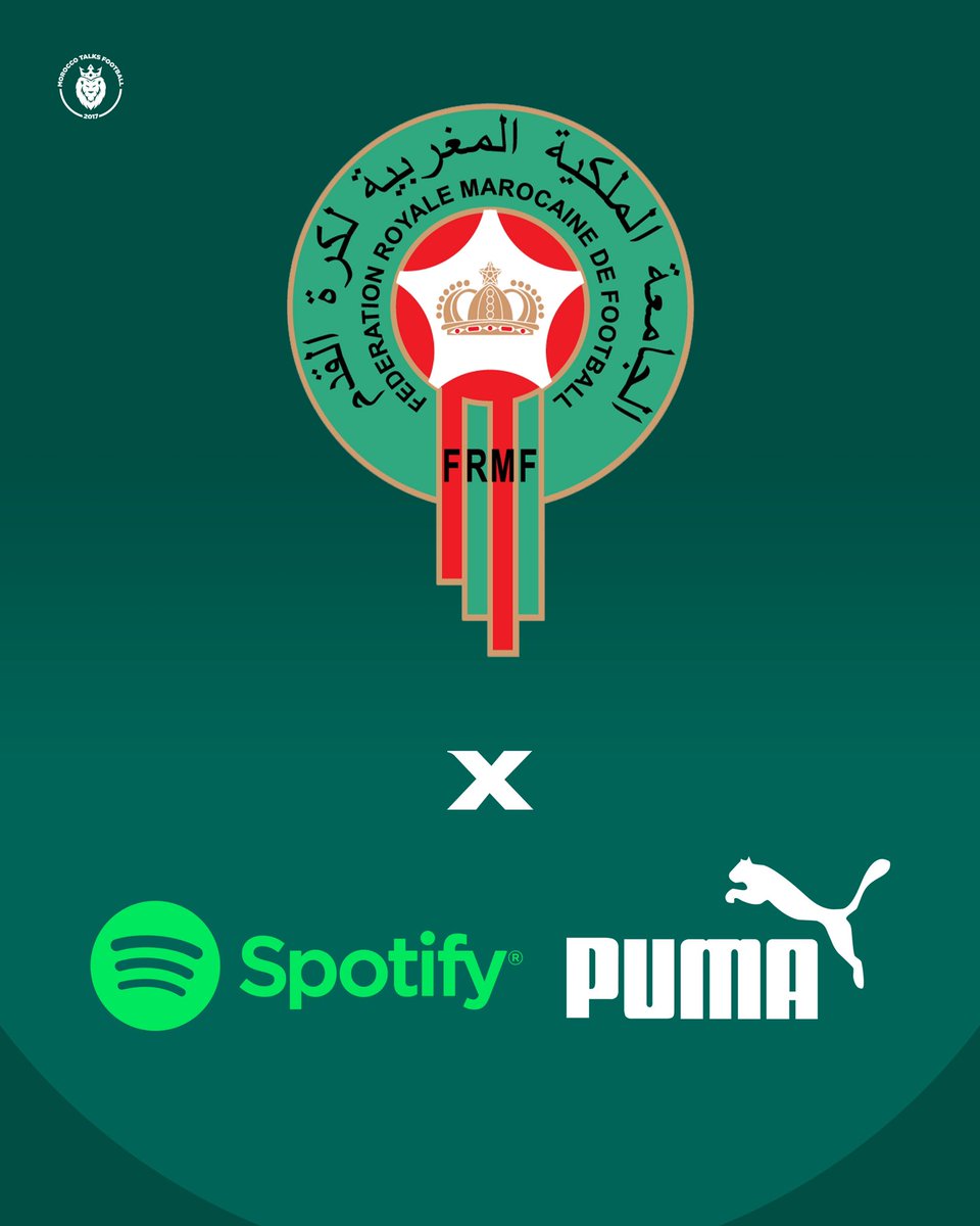 OFFICIALMTF2K18's tweet photo. Exclusive Collaboration: Royal Moroccan Football Federation, Puma, and Spotify will Unveil the New Kits, featuring stars Zouhair bahaoui and @dizzydros . 🇲🇦✨

#Spotify #morocco #dizzydros https://t.co/6FyxjmO0H6