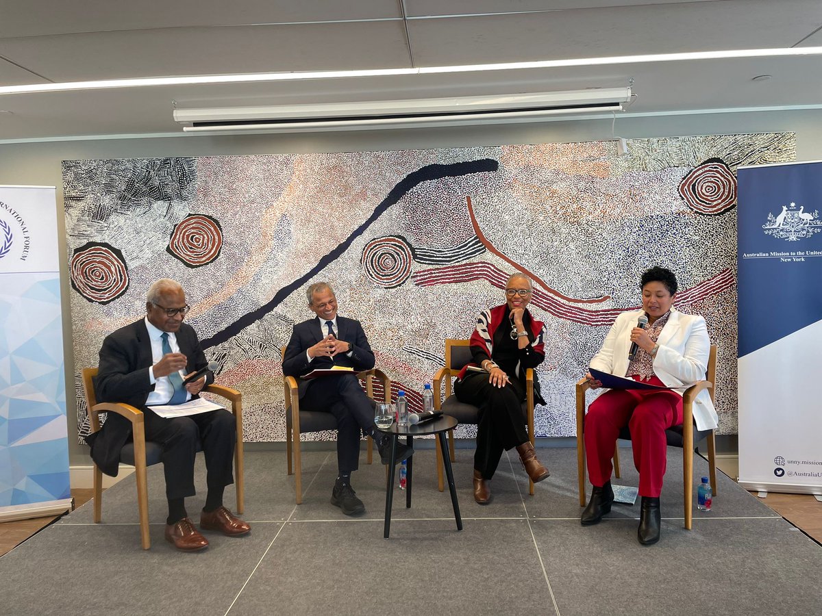 #WIF12NOV! Thanks to our panelists' H.E. <a href="/BurhanGafoor/">Burhan Gafoor</a>, H.E. <a href="/ingarhondaking/">I. Rhonda King</a> &amp; H.E. Filipo Tarakinikini who shared unique insights on the challenges &amp; resilience of Small States in global diplomacy, UN leadership &amp; climate vulnerability. Grateful to <a href="/AustraliaUN/">Ambassador James Larsen 🇦🇺🇺🇳</a> for hosting.