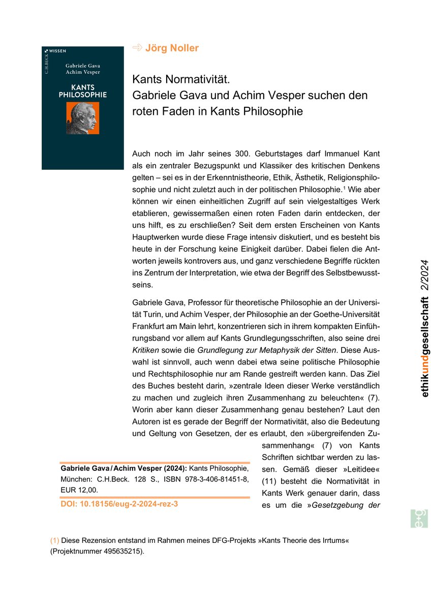 Ethik & Gesellschaft (@eug_de) on Twitter photo In ihrem Band „Kants Philosophie“ (<a href="/CHBeckLiteratur/">C.H.Beck Literatur</a>) suchen Gabriele Gava & <a href="/AchimVesper/">Achim Vesper</a> den roten Faden in der Philosophie von Immanuel #Kant – und finden ihn in der Idee der #Normativität. Jörg Noller (<a href="/LMU_Muenchen/">Universität München</a>) hat den Band für uns besprochen ethik-und-gesellschaft.de/ojs/index.php/… In ihrem Band „Kants Philosophie“ (<a href="/CHBeckLiteratur/">C.H.Beck Literatur</a>) suchen Gabriele Gava & <a href="/AchimVesper/">Achim Vesper</a> den roten Faden in der Philosophie von Immanuel #Kant – und finden ihn in der Idee der #Normativität. Jörg Noller (<a href="/LMU_Muenchen/">Universität München</a>) hat den Band für uns besprochen ethik-und-gesellschaft.de/ojs/index.php/…