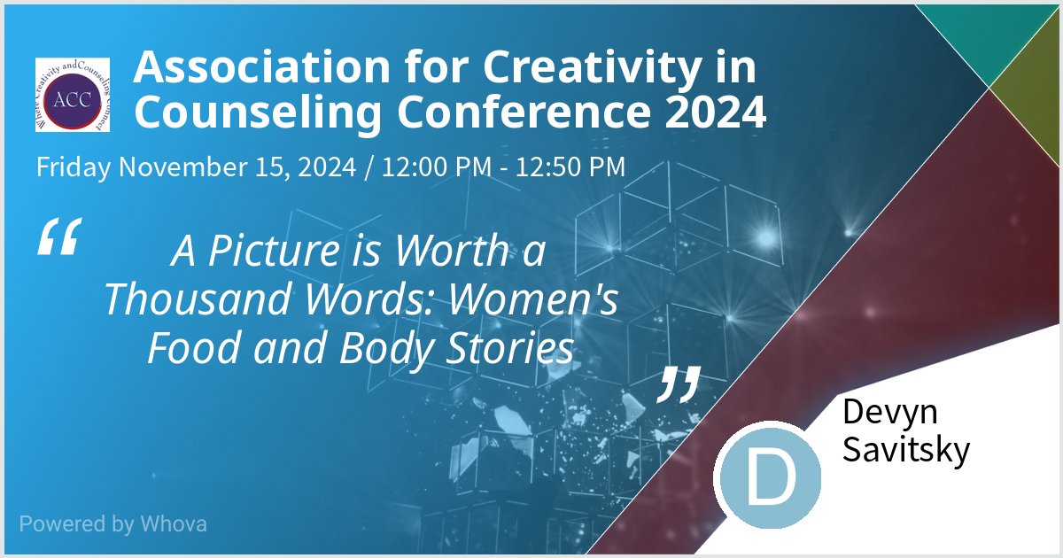 DevynSavitsky's tweet photo. I will be giving a talk at the Association for Creativity in Counseling Conference 2024 this Friday. Hope to see you there! :)  - via #Whova event app https://t.co/MeHGvp2Mtp