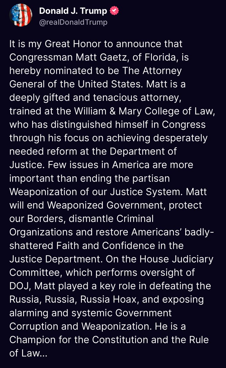 GingerLGaetz's tweet image. Attorney General will look great on you my love 🤍🇺🇸