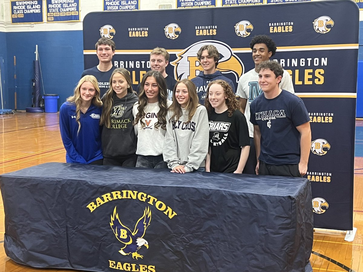 Barrington with 15 students officially signing to play college athletics today! 

Ten attending a signing ceremony. 

@abc6 <a href="/BHSEaglesNest/">Barrington Athletics</a> <a href="/FriarVolleyball/">Providence VB</a>