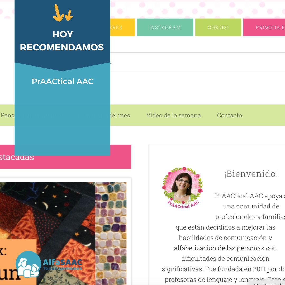 ¿Porqué recomendamos el blog de PrAACtical AAC?
-Numerosas entradas y muy actualizadas
-Tips y vídeos.
-En inglés.
-Buscador muy útil para incluir palabras clave
praacticalaac.org
¡GRACIAS!⁣ <a href="/PrAACticalAAC/">Carole Zangari</a>
⁣
#alfasaac #alfabetización #caa #saac #comunicacionporderecho