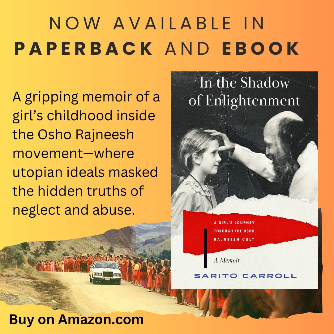 📷 It’s official! 📷
My memoir "In the Shadow of Enlightenment: A Girl's Journey through the #OSHO #Rajneesh #Cult ," is now available in both paperback and ebook on Amazon!
 a.co/d/0Tc3KX2 or request it at your local bookstore!

#MemoirRelease #NewBook #OvercomingTrauma