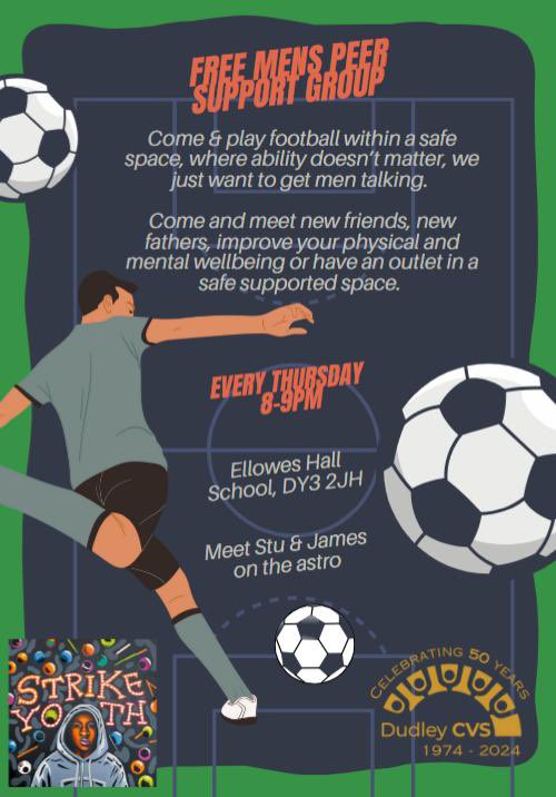 Stuart Bates (@stubates84) on Twitter photo Spaces still available tomorrow for free men’s peer support group ⚽ more information below 👇🏻
<a href="/DudleyCVS/">Dudley CVS</a> <a href="/ConnectedDudley/">Connected Communities Dudley</a> <a href="/ToughCare/">ToughEnoughToCare</a> <a href="/DudleyGroupNHS/">The Dudley Group</a> Spaces still available tomorrow for free men’s peer support group ⚽ more information below 👇🏻
<a href="/DudleyCVS/">Dudley CVS</a> <a href="/ConnectedDudley/">Connected Communities Dudley</a> <a href="/ToughCare/">ToughEnoughToCare</a> <a href="/DudleyGroupNHS/">The Dudley Group</a>