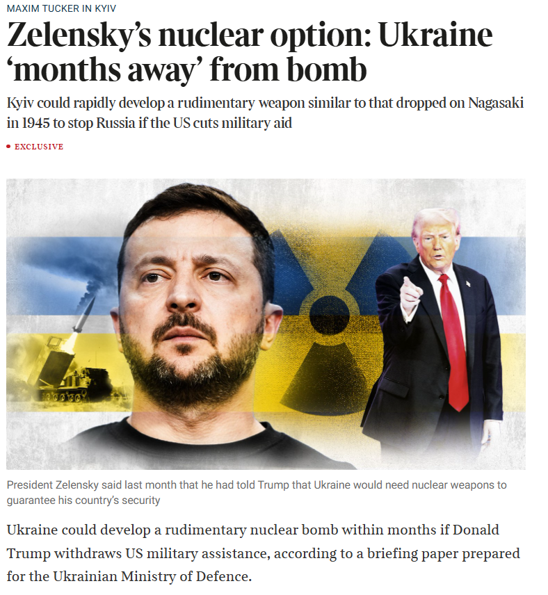 igorsushko's tweet photo. No surprise - Kyiv will develop a nuclear bomb in a matter of months if the West abandons Ukraine in her defense against the Russian fascists. https://t.co/sM9q8z3lB3