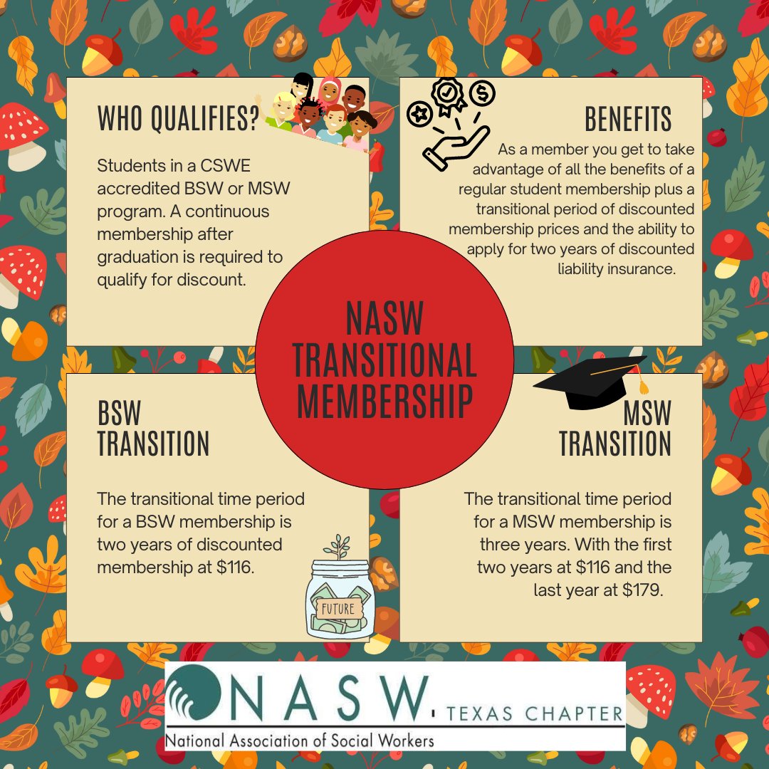 Recent grads, fall into social work with #NASW! Access the Career Center and essential resources as you start your career. Join a community dedicated to growth and impact. Learn more: socialworkers.org/Membership