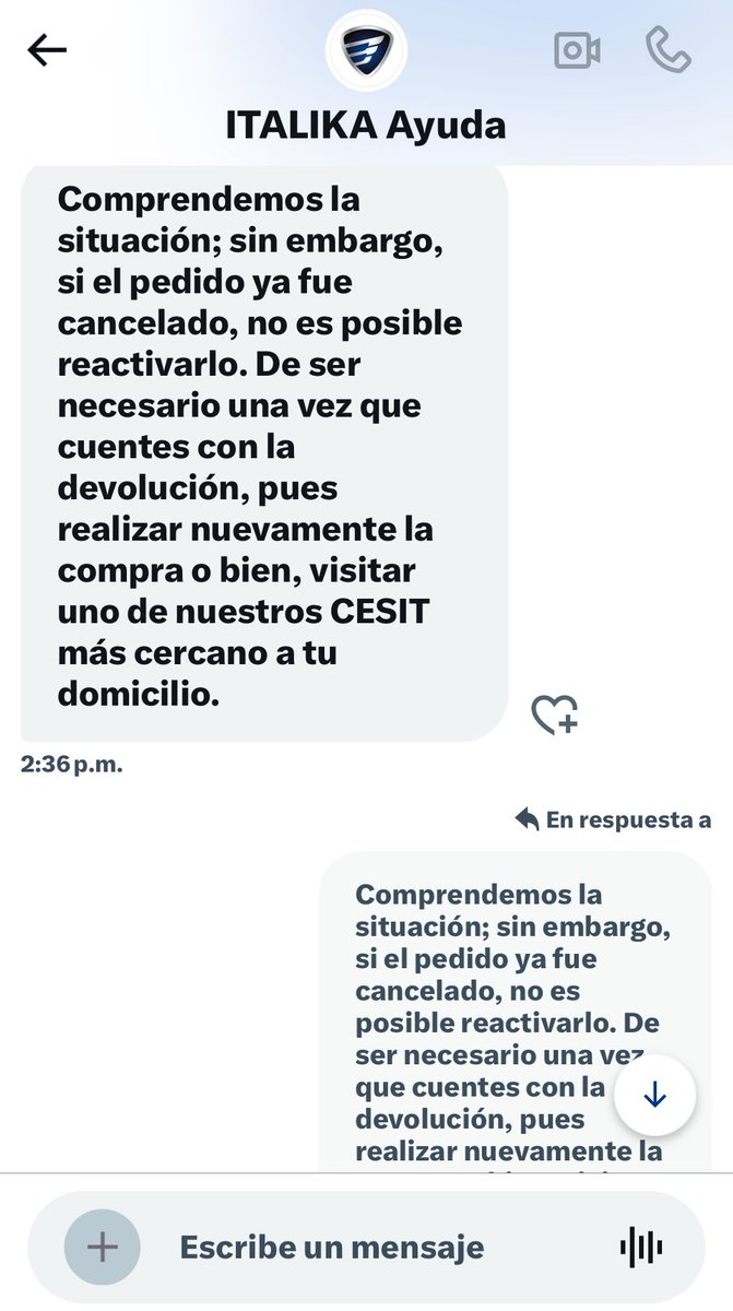 Arqlimara's tweet photo. @ITALIKAayuda @RicardoBSalinas @ItalikaOficial @UPAX_Oficial @ElektraMx @BancoAzteca @totalplaymx @PrestaPrenda @Azteca @adn40 Pues sin resolución convincente con apoyo o buen servicio al cliente y además me dejaron en visto. https://t.co/p1z7XbT4nQ