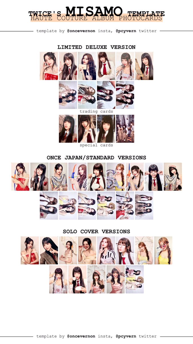 twice misamo haute couture album photocard list templates (an ot3