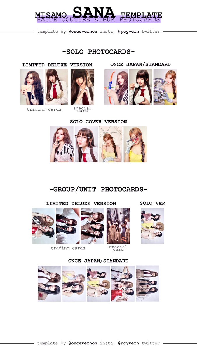twice misamo haute couture album photocard list templates (an ot3