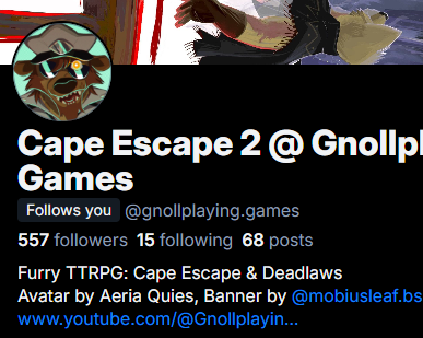 Gnollplaying's tweet photo. Keith here.

I'm usually the one who checks this account and posts updates etc, but I'm getting off of Twitter because I'm pretty sure my life will be better without it.

If you want to make sure fan art reaches us, you're better off posting it at that other place~ https://t.co/nDn0EjtsnM