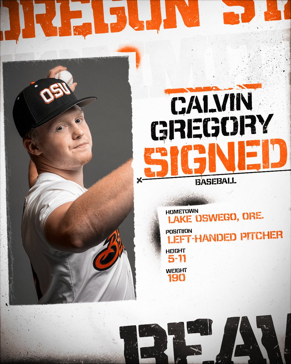 Oregon State Baseball (@beaverbaseball) on Twitter photo .<a href="/CalvinGregory30/">Calvin Gregory</a> is a Beav!
He's an in-state signee and we're excited to see him in the Orange and Black! #GoBeavs .<a href="/CalvinGregory30/">Calvin Gregory</a> is a Beav!
He's an in-state signee and we're excited to see him in the Orange and Black! #GoBeavs