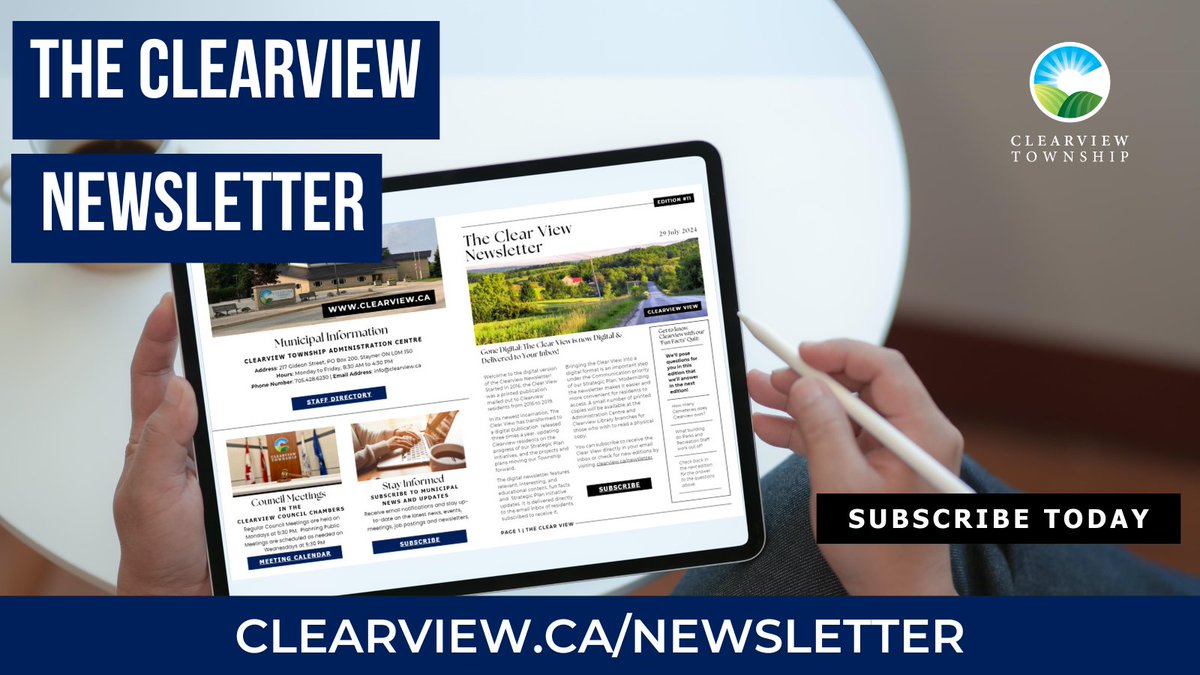 The Digital #Clearview Newsletter is an interactive publication, watch the articles come alive with videos and direct links. View the latest edition or subscribe today at clearview.ca/newsletter