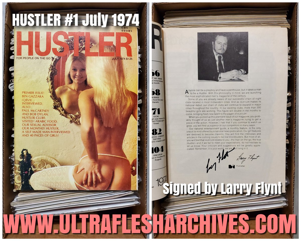 ultrafleshlives's tweet photo. #mensmagazineoftheday HUSTLER #1 that Larry Flynt signed for us! #takeprideinyourporn #goldenageofporn #hustlermagazine https://t.co/imRjDzE7Po