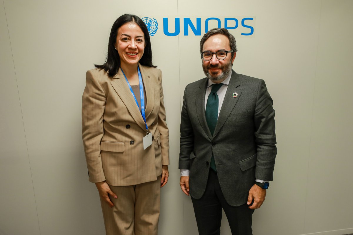 UNOPS_Chief's tweet photo. It was a pleasure welcoming Carolina Fuentes, Director of the Santiago network, to her new role. #LossandDamage addresses the impacts of climate change that exceed adaptation efforts, especially for vulnerable nations. Through joint hosting the network, @UNOPS supports this work. https://t.co/MOgfXXRG0F