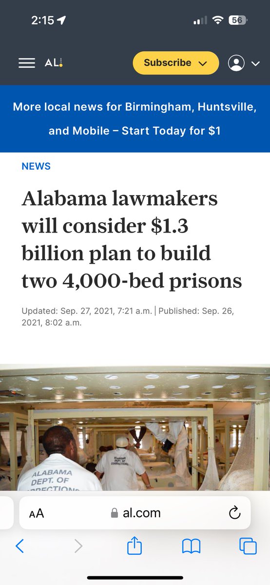 BryanBKing's tweet photo. To easily show how the prison building cost con works let’s look at Alabama.What was originally sold as building two prisons for one billion is now 1.3 billion for just one prison.And it’s only 40 percent done.That’s why the Gov won’t produce the details on a 470 million prison. https://t.co/M62jvgxlhl