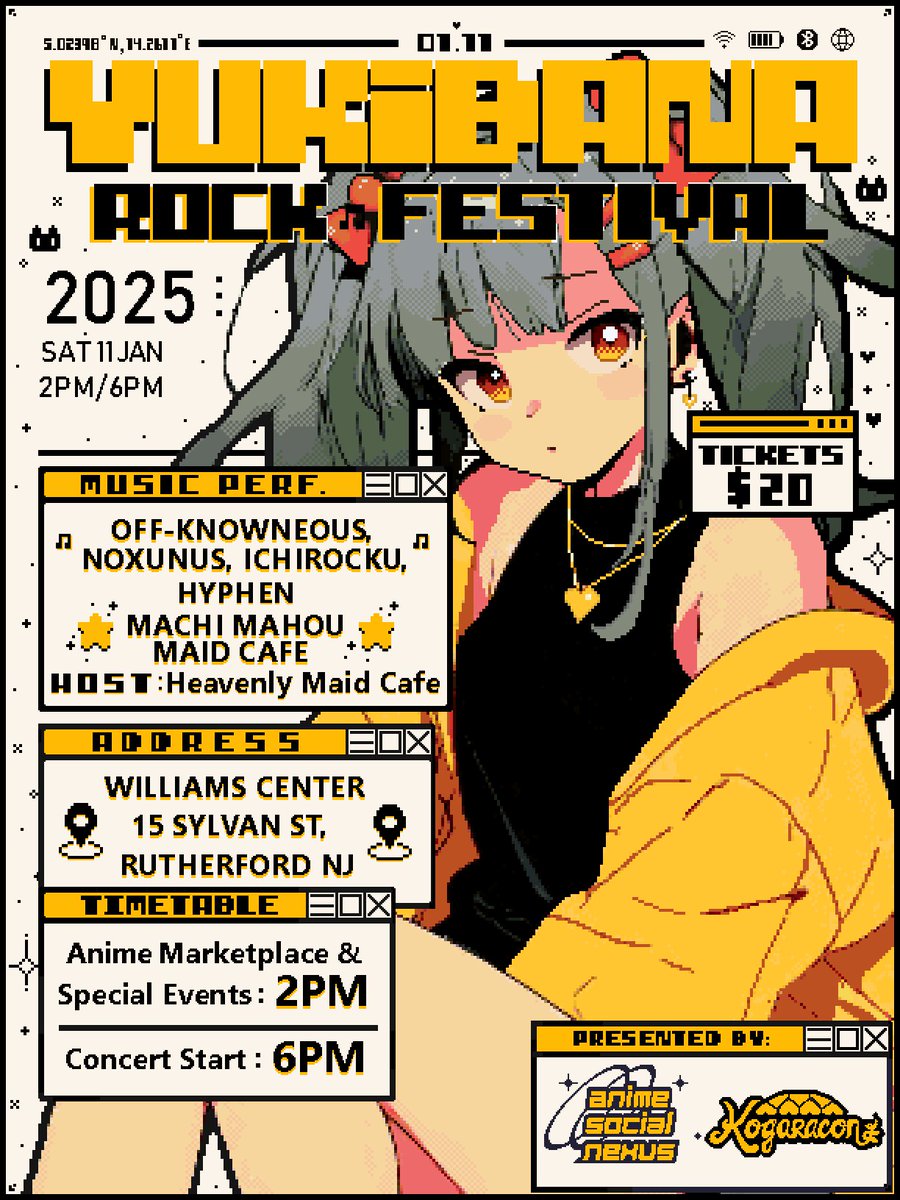 NJ’s 1st  &amp; only J-Rock music festival is back, Yukibana Rock Fest is here! @kogaracon &amp; @animesocialnexus proudly present the 2nd annual Yukibana Rock Festival, a winter celebration of Japanese/Asian music &amp; pop culture, at the historic Williams Center in Rutherford, NJ.