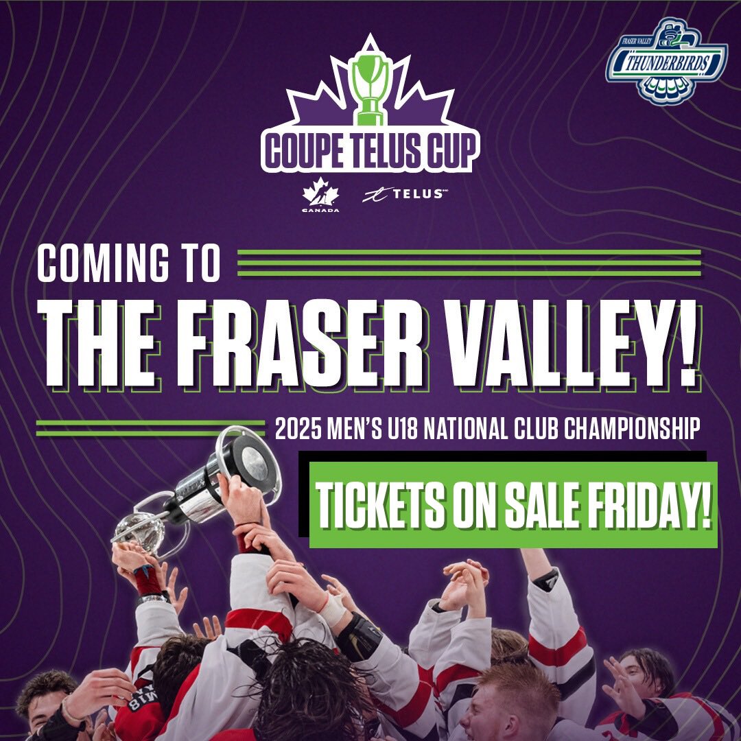FVTBirds_AAA's tweet photo. ✨THIS FRIDAY GET YOUR TELUS CUP TICKET PACKAGES! 

Tickets will Launch at 9am PST 📅

Stay tuned for more details and don’t forget our U18s are the host team! 

Want to learn more? Head to https://t.co/TIWG7wsfX3 https://t.co/6DFhp09MGC