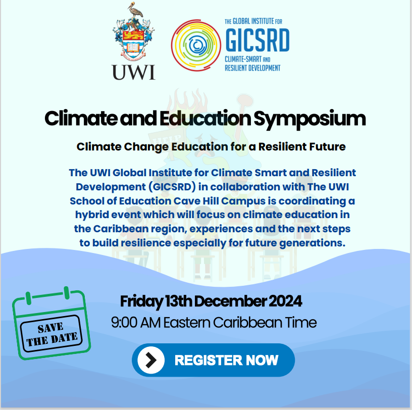 I am honored to be one of the speakers at this Climate and Education symposium hosted by the University of the West Indies and <a href="/GICSRD/">GLOBALINITIATIVE</a>.  Students need to understand the climate change and its impact on our world so they can be future ready and globally aware. #internationaled