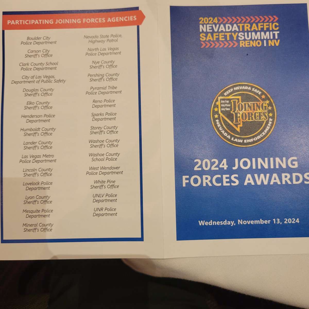 #Nevada Traffic Safety Summit is recognizing some very special people this evening. The Joining Forces Awards honoring officers and agencies dedicated to saving lives through traffic enforcement and education programs. #lawenforcement at their best.