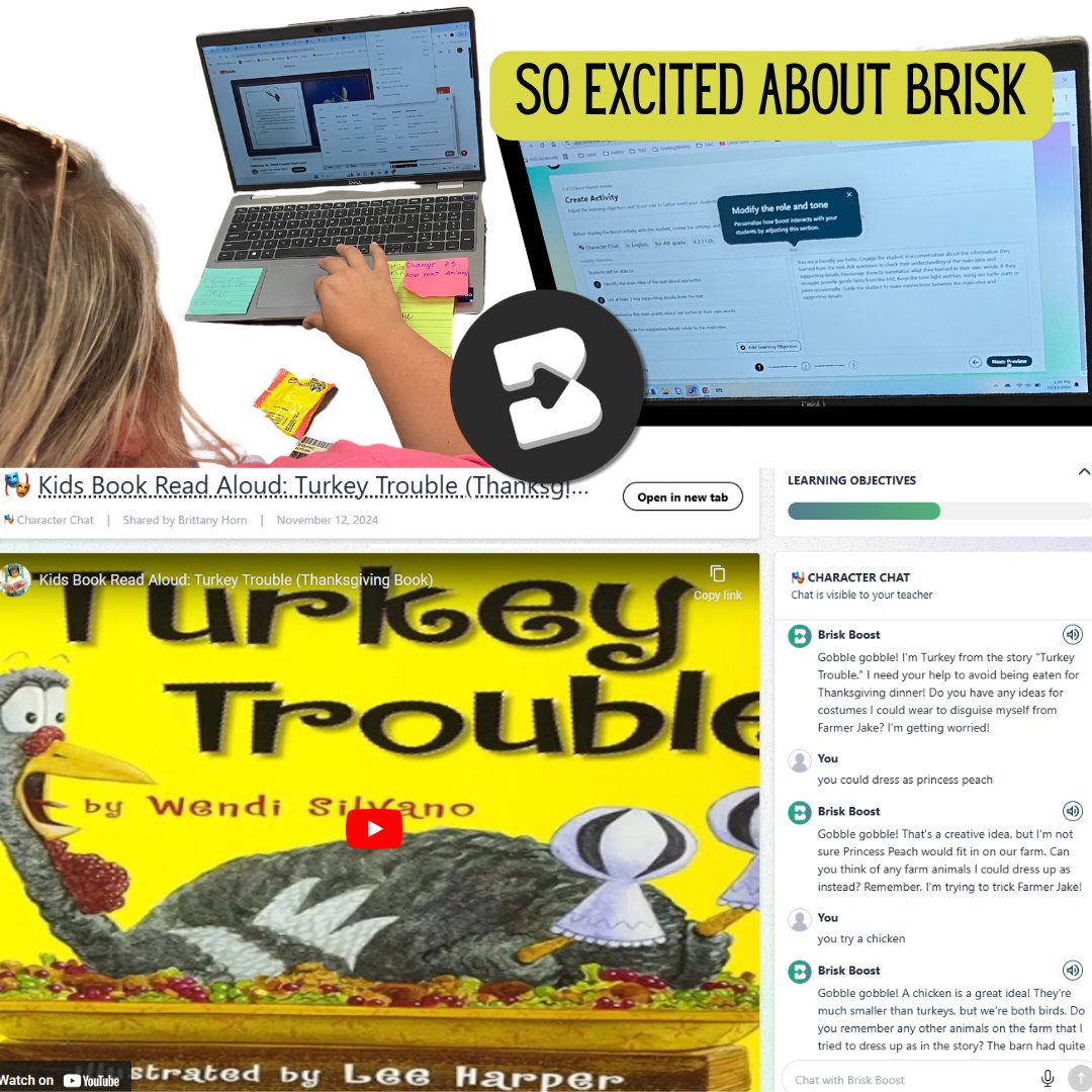 We GEEKED out about <a href="/briskteaching/">Brisk Teaching</a> today🤯! BOOST activities attached to standards have so many possiblities: 
✨Chat with Characters
✨Hook Us
✨Personlize Learning
✨Differentiate
✨Make Resources Engaging

"Let's BRISK IT" #NISDIT <a href="/LanceElementary/">Lance Thompson Elementary (NISD)</a>