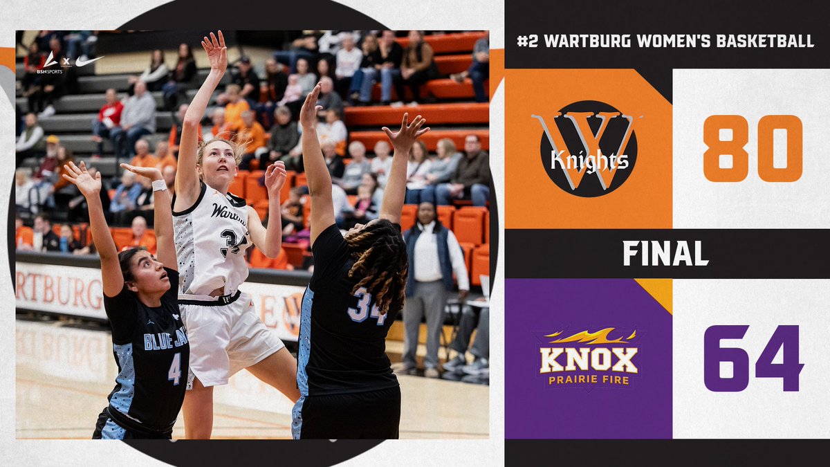 Wartburg Athletics (@wartburgknights) on Twitter photo Knights Win!!🔥
No. 2/2 <a href="/WartburgWBBALL/">Wartburg Women’s Basketball</a> 80, Knox College 64
Lauren Woeste: Double double, 23 points and 16 rebounds (Both career highs)
Sara Faber: 16 points, eight rebounds, four assists
Jaedon Murphy: Double double, 11 points and 10 rebounds
Grace Hennessy: 16 points, six Knights Win!!🔥
No. 2/2 <a href="/WartburgWBBALL/">Wartburg Women’s Basketball</a> 80, Knox College 64
Lauren Woeste: Double double, 23 points and 16 rebounds (Both career highs)
Sara Faber: 16 points, eight rebounds, four assists
Jaedon Murphy: Double double, 11 points and 10 rebounds
Grace Hennessy: 16 points, six