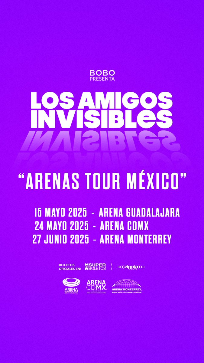 🚨 ¡Atención México! 🚨  
Arrancamos una nuevo nivel de gozadera… *Arenas Tour México* 🎉 ¡Estamos listos para llevar la fiesta en grande!

Los boletos estarán disponibles a partir de mañana, 14 de noviembre, en Superboletos. ¡No se queden sin el suyo! 🎟️
